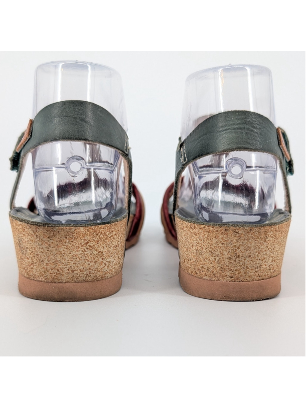 Pikolinos Leather T Strap Wedge Sandals 7.5 Multicolor Green Boho Spain - Picture 4 of 12